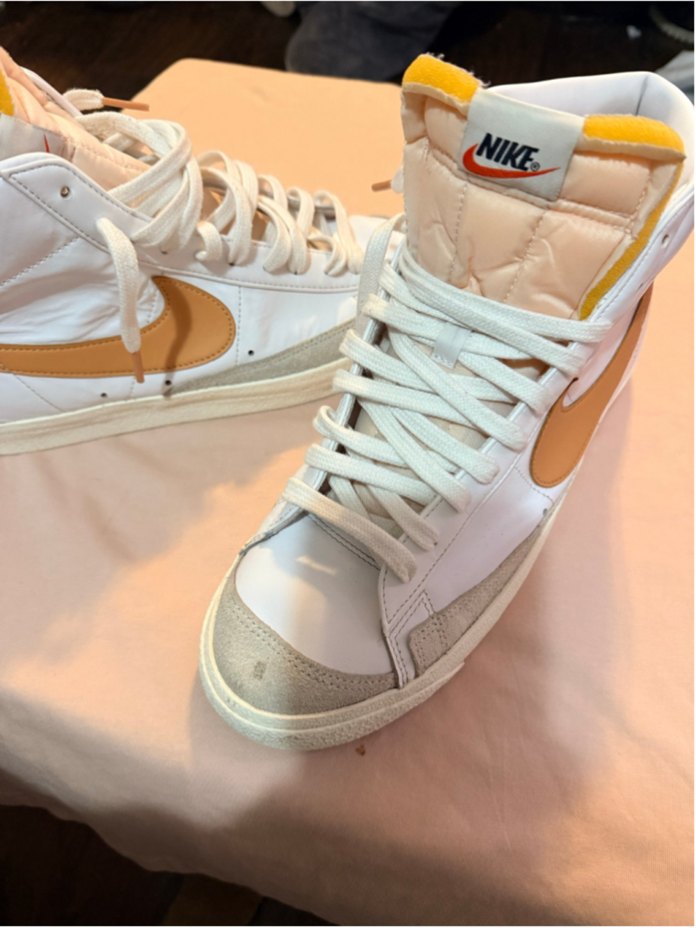 Men's Nike Blazer Mid 77 Vintage Sneakers White Yellow Size 12